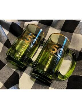 Vintage somerdale fire department green glassware